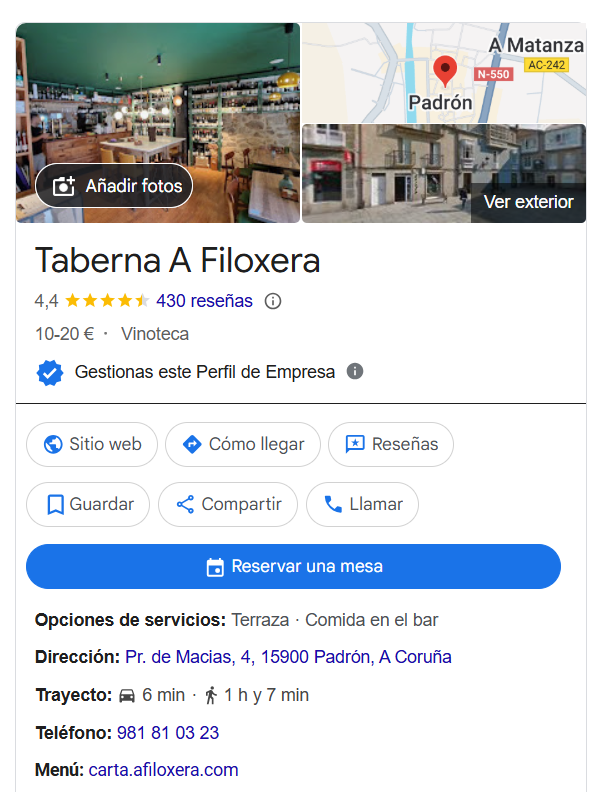 reservas desde google botón