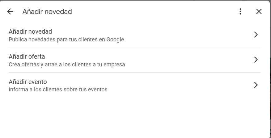 Añadir Novedad en Google My Business